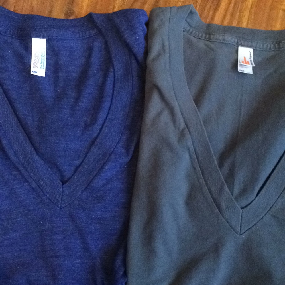 2 American Apparel Vneck Tees
